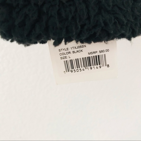 New! SAGE COLLECTIVE Sherpa Teddy Half Zip Pullover Faux Shearling Black Jacket - Picture 9 of 10